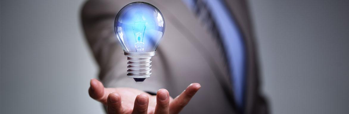Man holding light bulb